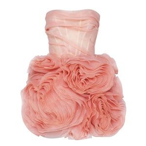 Millau Strapless Peach Ruffle Dress
